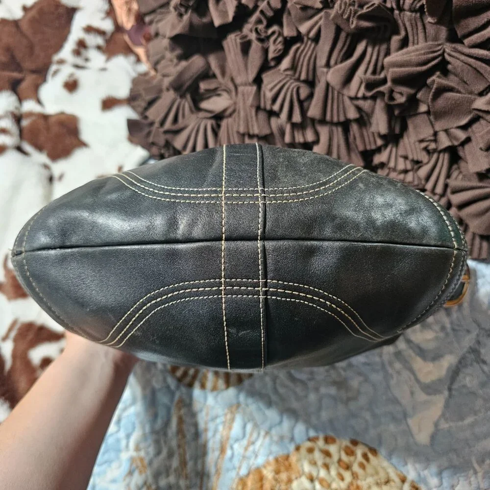 Vintage 2006 Coach Y2k Hobo Shoulder Bag In Soft Black Leather